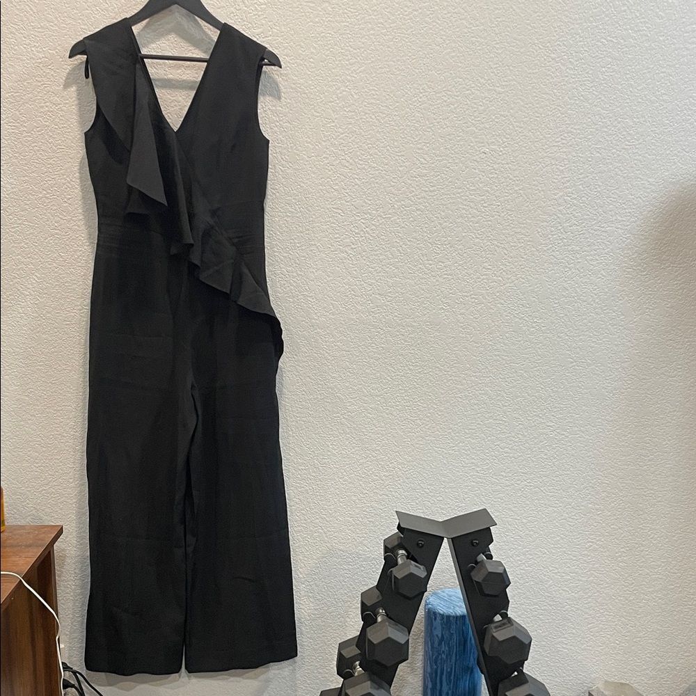 NEW Cos Black Ruffled Jumpsuit Size 6 - Picture 2 of 14